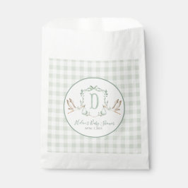 Preppy Southern Green Boy Stork Baby shower Bedankzakje