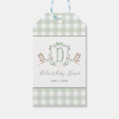 Preppy Southern Green Boy Stork Baby shower Cadeaulabel (Voorkant)