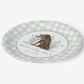 Preppy Southern Green Duck Dog Baby shower Papieren Bordje (Gekanteld)
