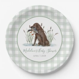 Preppy Southern Green Duck Dog Baby shower Papieren Bordje
