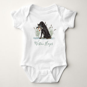 Preppy Southern Green Duck Dog Boy Baby shower Romper