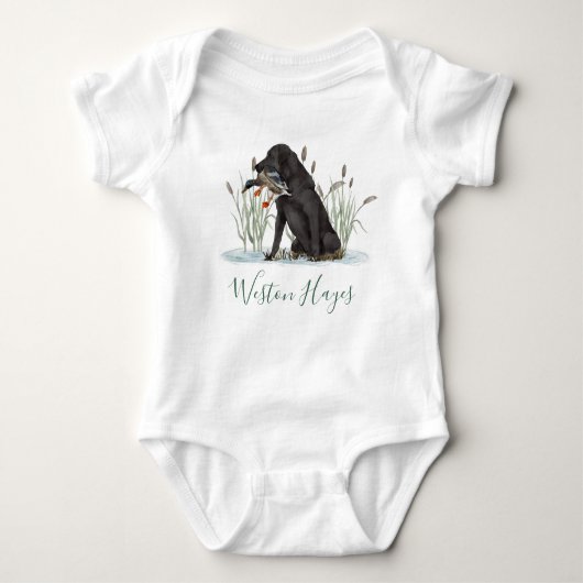 Preppy Southern Green Duck Dog Boy Baby shower Romper (Voorkant)