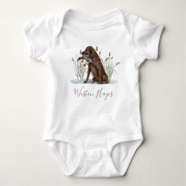 Preppy Southern Green Duck Dog Boy Baby shower Romper