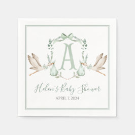 Preppy Southern Green Stork Baby shower Servet