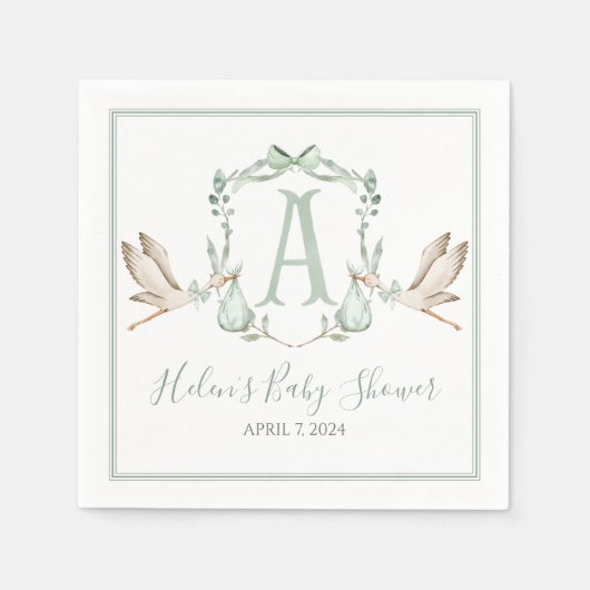 Preppy Southern Green Stork Baby shower Servet (Voorkant)