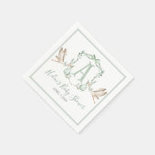 Preppy Southern Green Stork Baby shower Servet (Hoek)