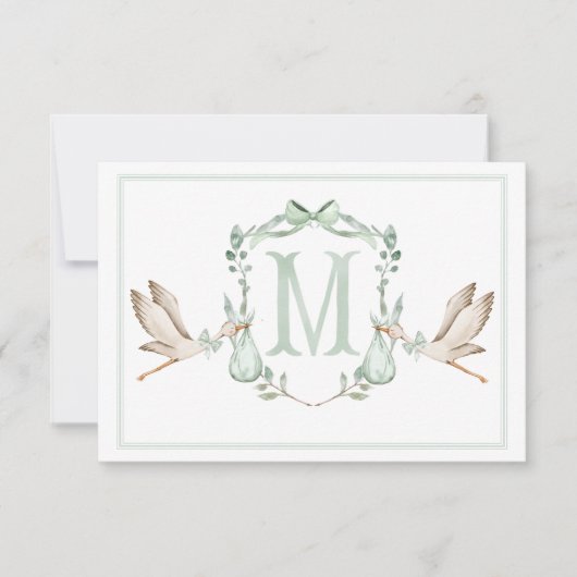 Preppy Southern Green Stork bedankkaart (Voorkant)