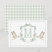 Preppy Southern Green Stork bedankkaart (Voorkant / Achterkant)