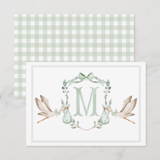 Preppy Southern Green Stork bedankkaart (Voorkant / Achterkant)