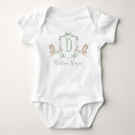 Preppy Southern Green Stork Boy Baby shower Romper