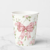 Preppy Southern Pink Bow Baby shower Papieren Bekers (Achterkant)