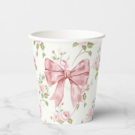 Preppy Southern Pink Bow Baby shower Papieren Bekers (Voorkant)