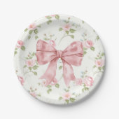 Preppy Southern Pink Bow Girl Baby shower Papieren Bordje (Voorkant)