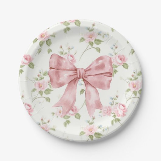 Preppy Southern Pink Bow Girl Baby shower Papieren Bordje (Voorkant)