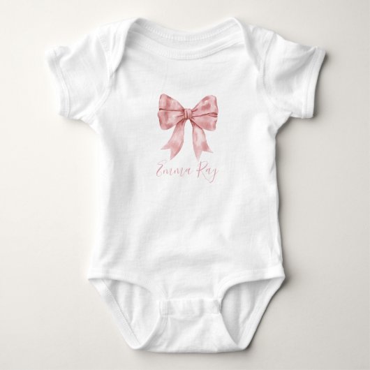 Preppy Southern Pink Bow Girl Baby shower Romper (Voorkant)