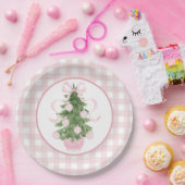 Preppy Southern Pink Christmas Baby shower Papieren Bordje (Feest)