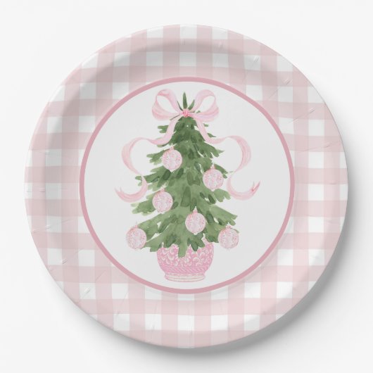 Preppy Southern Pink Christmas Baby shower Papieren Bordje (Voorkant)