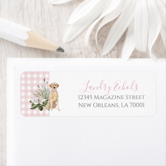 Preppy Southern Pink Dog Adresetiketten Etiket (Insitu)