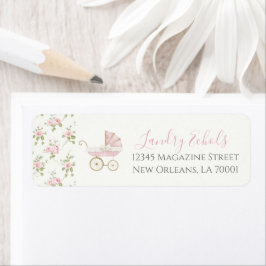 Preppy Southern Pink Floral Baby shower Etiket