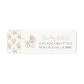 Preppy Southern Pink Floral Baby shower Etiket (Voorkant)