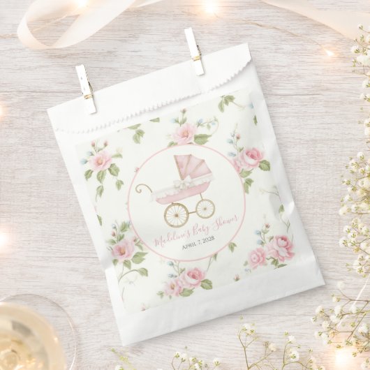 Preppy Southern Pink Girl Bloemen Baby shower Bedankzakje (Geknipt)