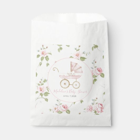 Preppy Southern Pink Girl Bloemen Baby shower Bedankzakje (Voorkant)