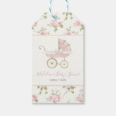 Preppy Southern Pink Girl Bloemen Baby shower Cadeaulabel (Voorkant)
