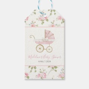 Preppy Southern Pink Girl Bloemen Baby shower Cadeaulabel