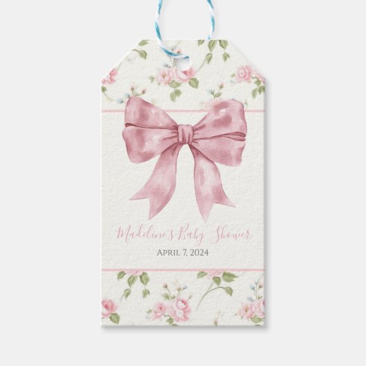 Preppy Southern Pink Girl Bloemen Baby shower Cadeaulabel (Voorkant)