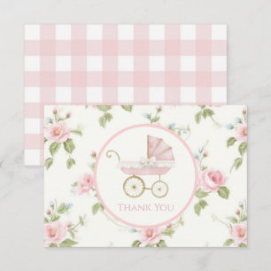 Preppy Southern Pink Girl Bloemen Dankjewel Kaart