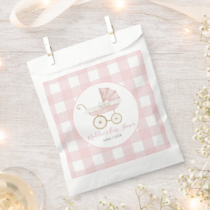 Preppy Southern Pink Girl Carriage Baby shower Bedankzakje