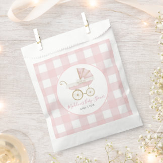 Preppy Southern Pink Girl Carriage Baby shower Bedankzakje