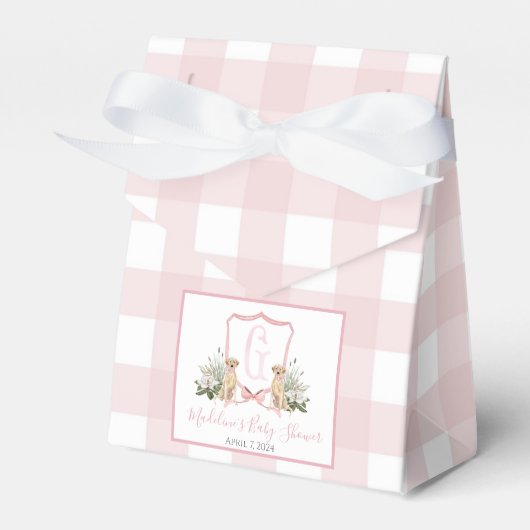Preppy Southern Pink Girl Dog Baby shower Bedankdoosjes (Voorkant Zijde)