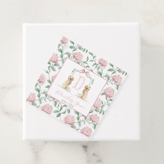 Preppy Southern Pink Girl Dog Baby shower Bedankjes Labels (In situ)