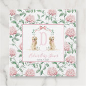 Preppy Southern Pink Girl Dog Baby shower Bedankjes Labels (Voorkant)