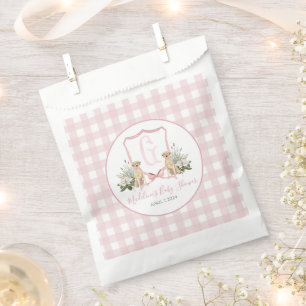 Preppy Southern Pink Girl Dog Baby shower Bedankzakje