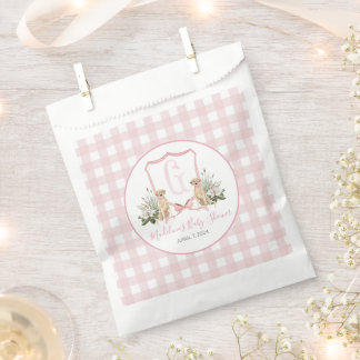 Preppy Southern Pink Girl Dog Baby shower Bedankzakje