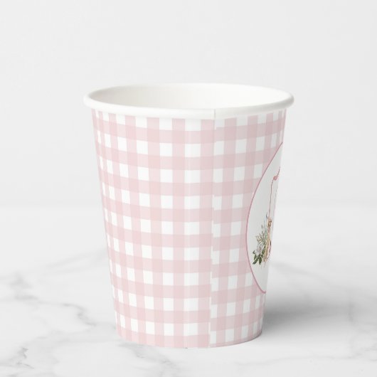 Preppy Southern Pink Girl Dog Baby shower Papieren Bekers (Rechts)
