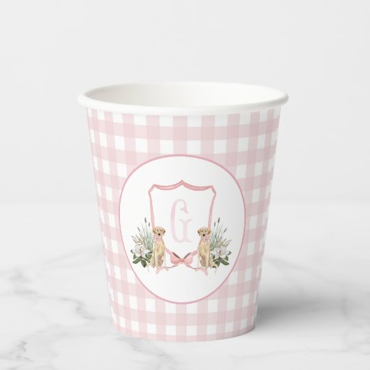 Preppy Southern Pink Girl Dog Baby shower Papieren Bekers (Voorkant)
