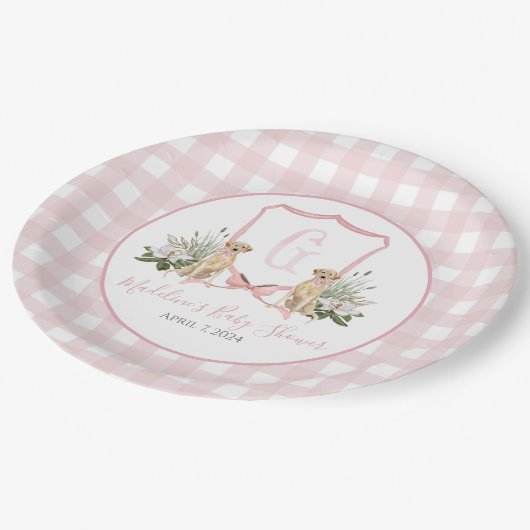 Preppy Southern Pink Girl Dog Baby shower Papieren Bordje (Gekanteld)