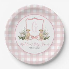 Preppy Southern Pink Girl Dog Baby shower Papieren Bordje
