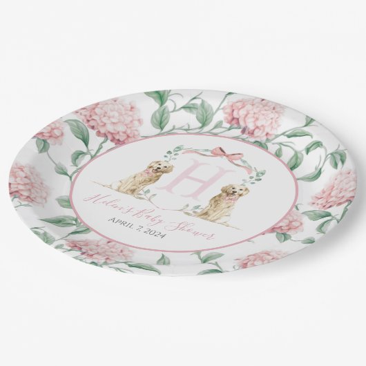 Preppy Southern Pink Girl Dog Baby shower Papieren Bordje (Gekanteld)