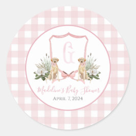 Preppy Southern Pink Girl Dog Baby shower Ronde Sticker