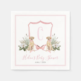 Preppy Southern Pink Girl Dog Baby shower Servet