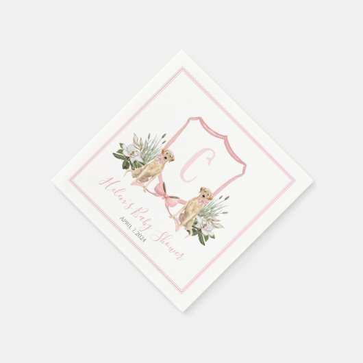 Preppy Southern Pink Girl Dog Baby shower Servet (Hoek)