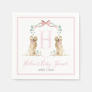 Preppy Southern Pink Girl Dog Baby shower Servet