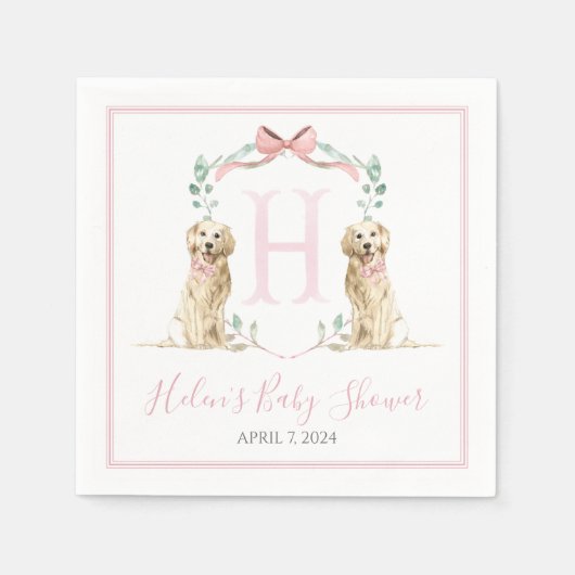 Preppy Southern Pink Girl Dog Baby shower Servet (Voorkant)
