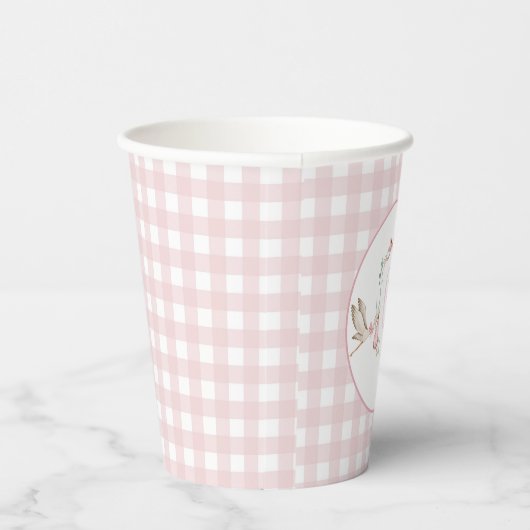 Preppy Southern Pink Meisje Stork Baby shower Papieren Bekers (Rechts)