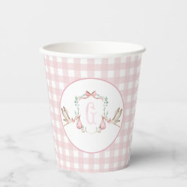 Preppy Southern Pink Meisje Stork Baby shower Papieren Bekers
