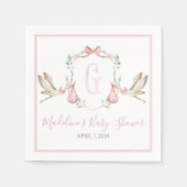 Preppy Southern Pink Meisje Stork Baby shower Servet (Voorkant)